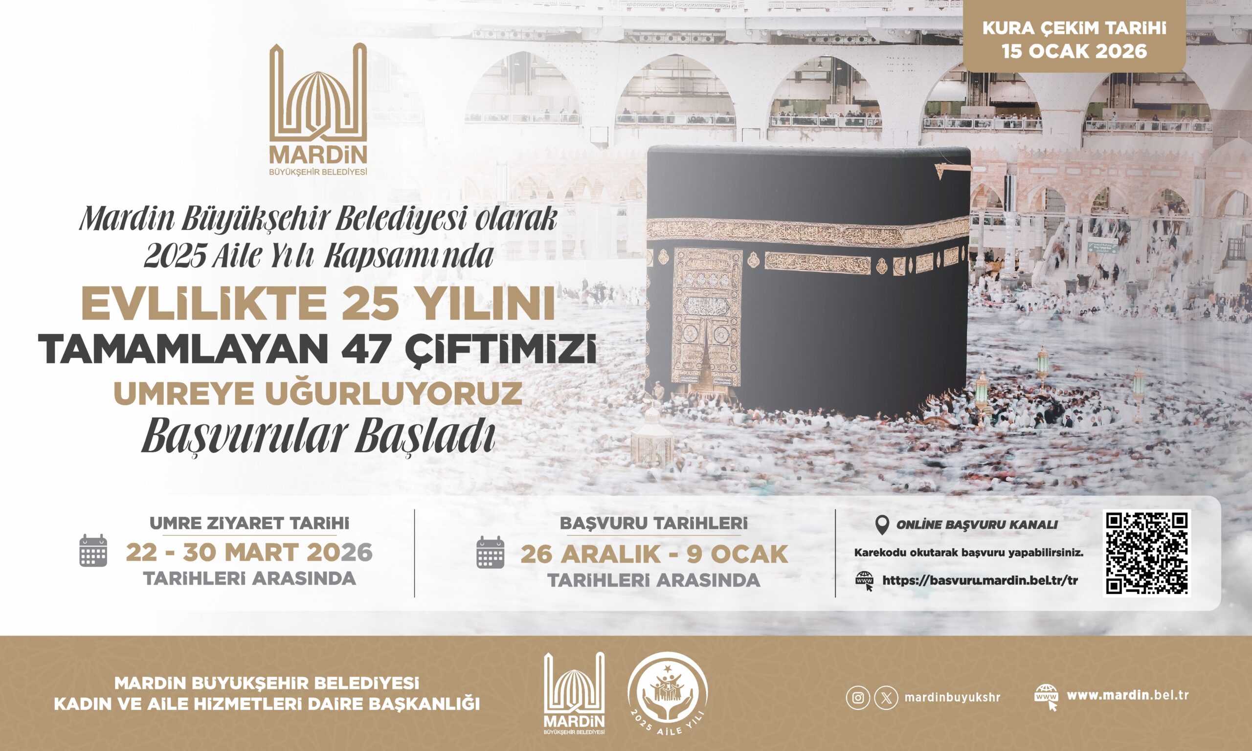 Mardin Büyükşehir Belediyesi Aile Yılı Kapsamında 47 Çifti Umreye Gönderecek