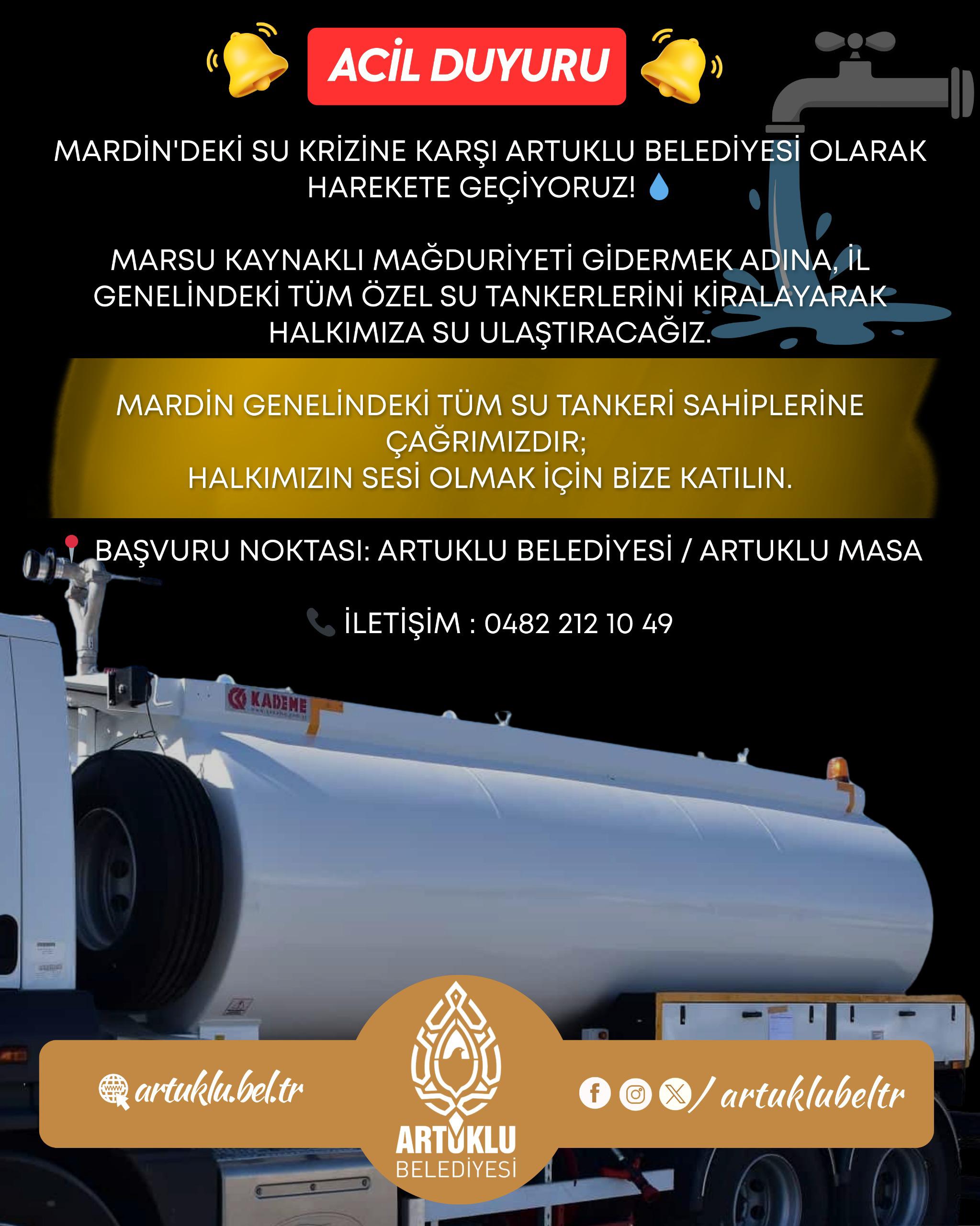 Artuklu Belediyesi’nden Su Krizine Karşı Tanker Hamlesi