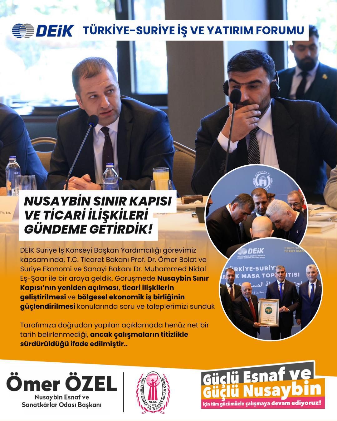 Nusaybin Esnaf ve Sanatkarlar Odası Başkanı Özel: Nusaybin Sınır Kapısı yeniden Açılsın