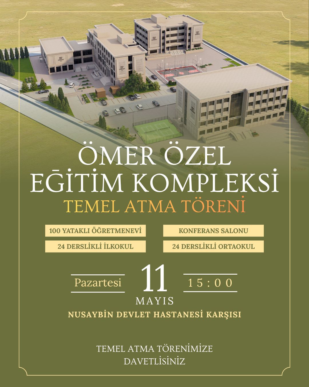 Ömer Özel Eğitim Kompleksi Temel Atma Töreni Yarın Yapılacak