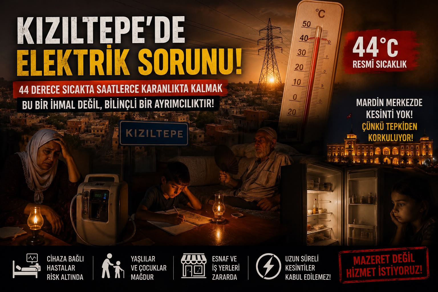 YRP Mardin İL Başkanlığından Kızıltepe’de “Elektrik Kesintileri” Tepkisi